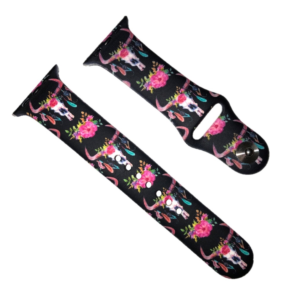 Black Steer Head Apple Watch Band - Picture 2 of 5